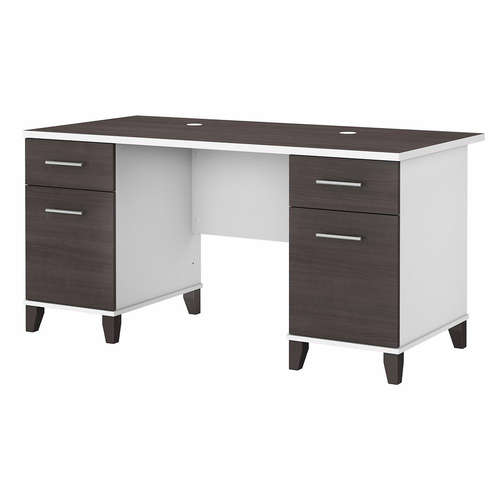 Bush Furniture Somerset 60W Office Desk with Drawers, Storm Gray/White. Picture 1