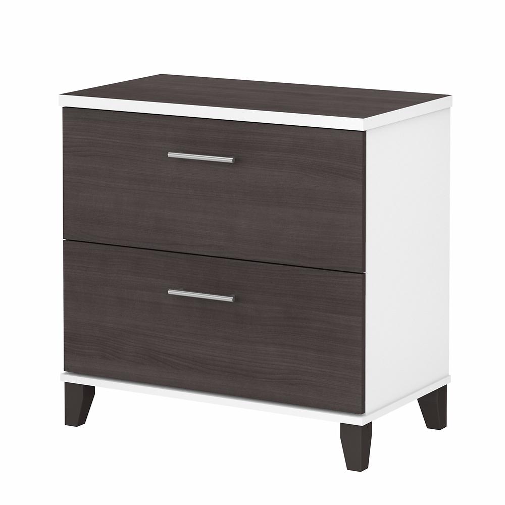 Bush Furniture Somerset 2 Drawer Lateral File Cabinet, Storm Gray/White. Picture 1