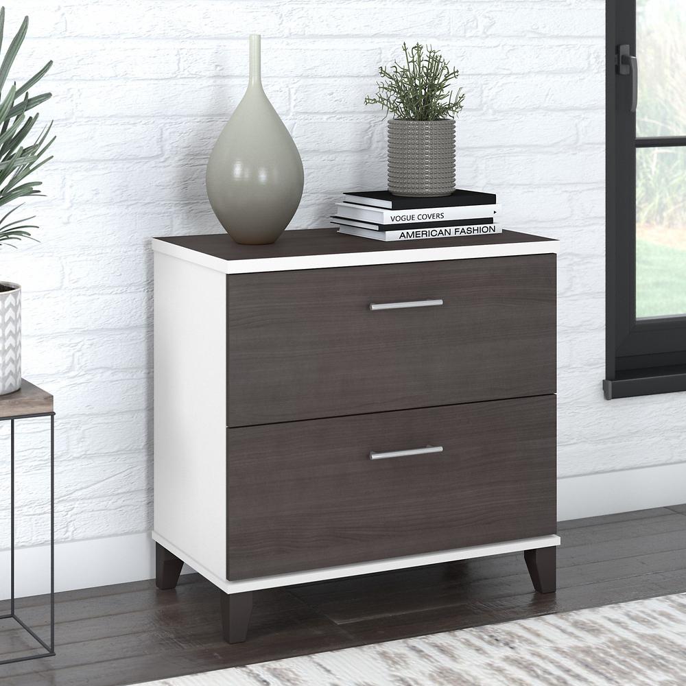 Bush Furniture Somerset 2 Drawer Lateral File Cabinet, Storm Gray/White. Picture 2