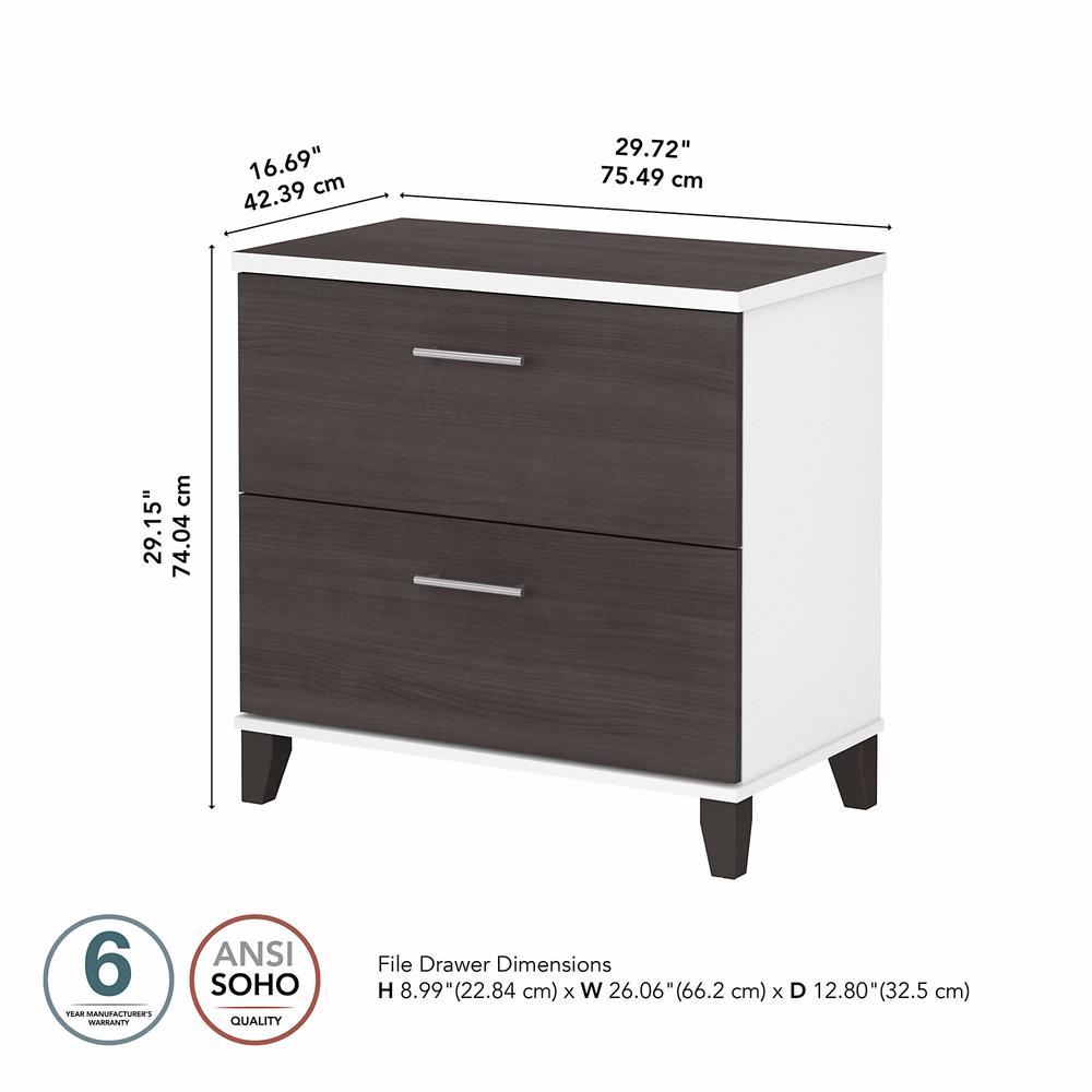 Bush Furniture Somerset 2 Drawer Lateral File Cabinet, Storm Gray/White. Picture 5