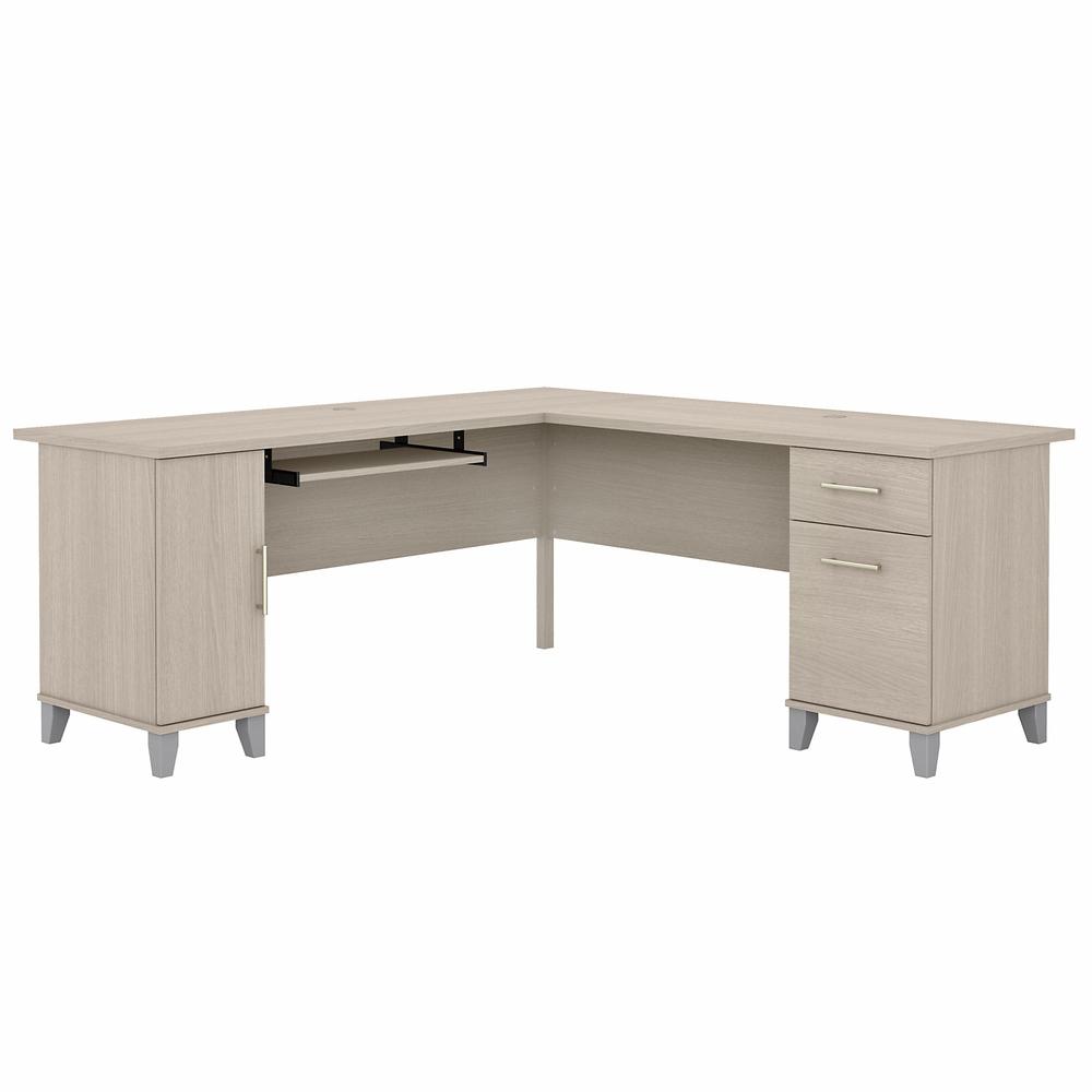 Bush Furniture Somerset 72W L Shaped Desk with Storage Sand Oak. Picture 1