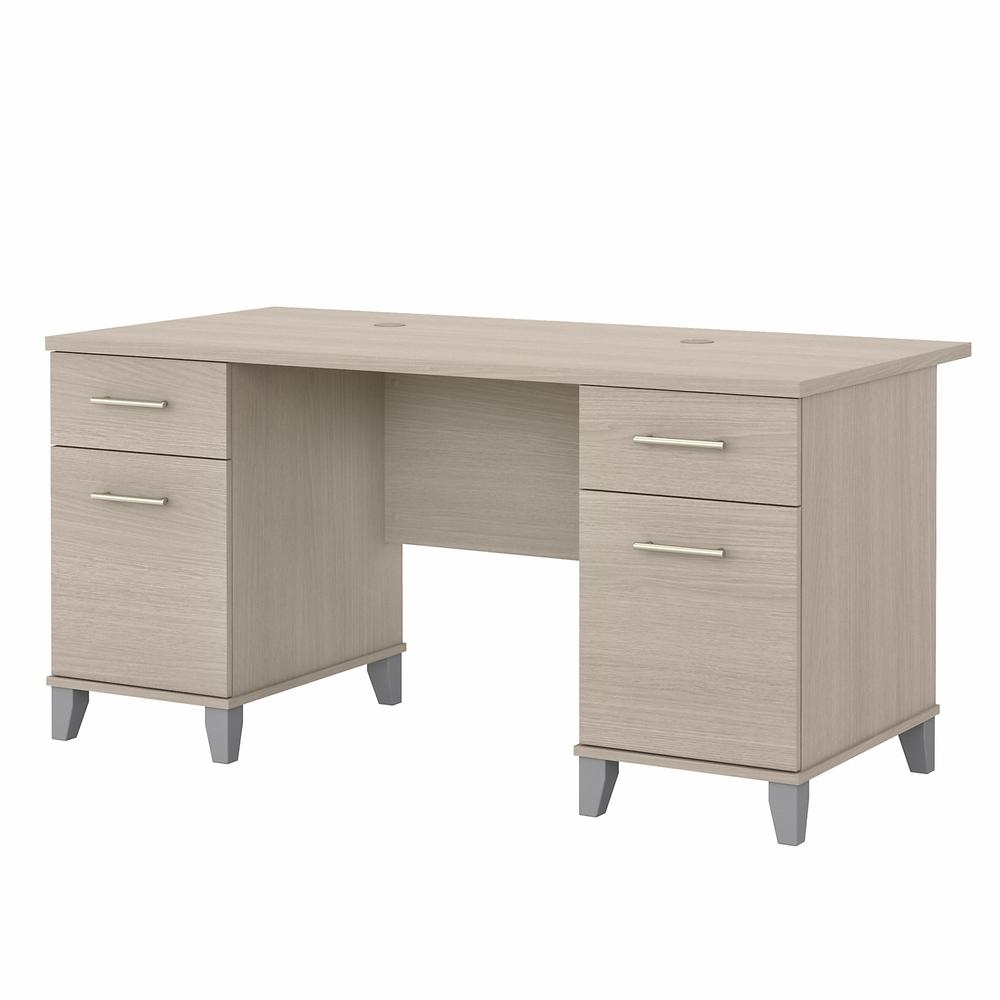 Bush Furniture Somerset 60W Office Desk with Drawers Sand Oak. Picture 1