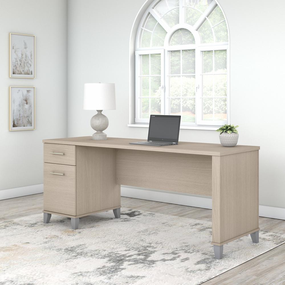 Bush Furniture Somerset 72W Office Desk with Drawers in Sand Oak. Picture 2