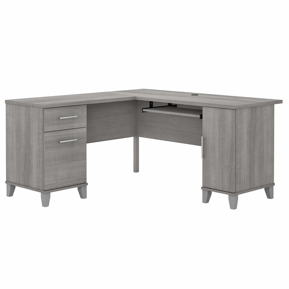 Bush Furniture Somerset 60W L Shaped Desk with Storage Platinum Gray. Picture 1