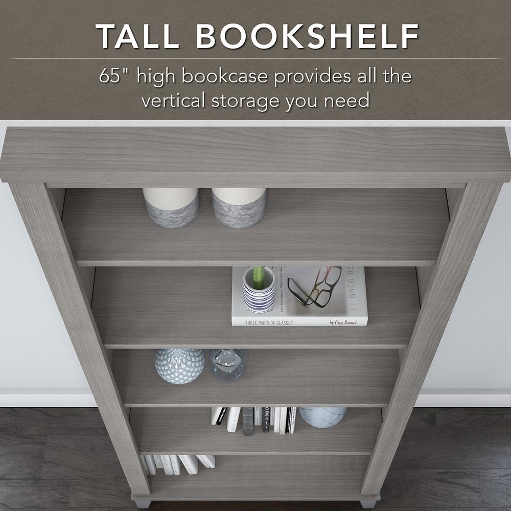 Bush Furniture Somerset Tall 5 Shelf Bookcase in Platinum Gray. Picture 3