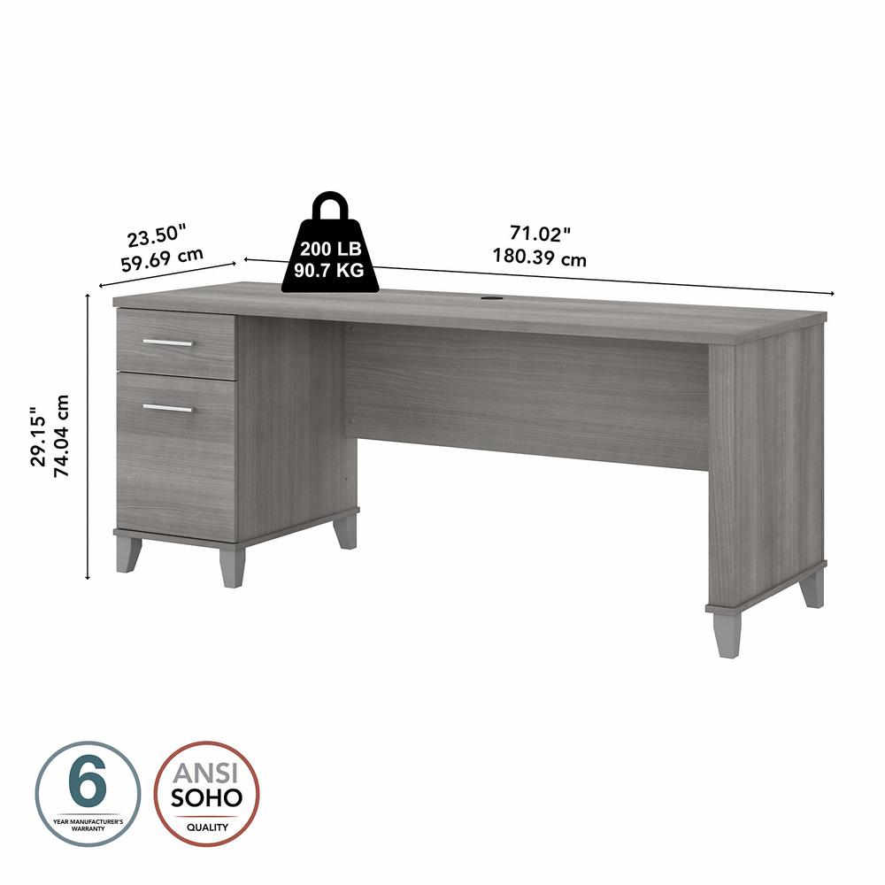 Bush Furniture Somerset 72W Office Desk with Drawers in Platinum Gray. Picture 5