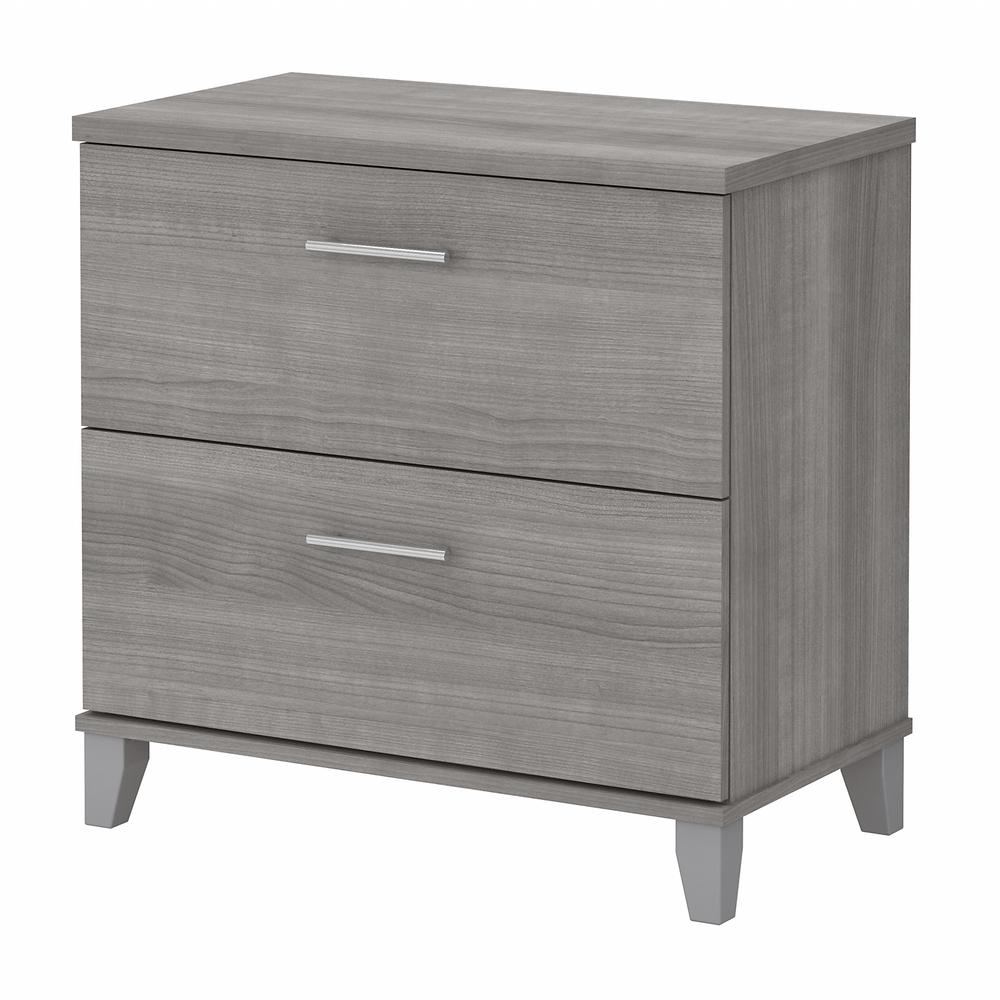 Bush Furniture Somerset 2 Drawer Lateral File Cabinet in Platinum Gray. Picture 1