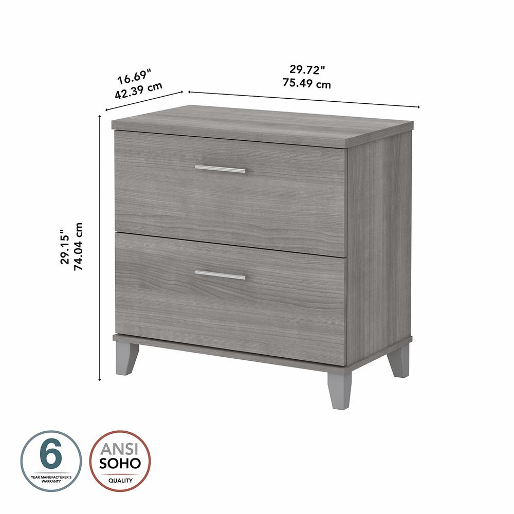 Bush Furniture Somerset 2 Drawer Lateral File Cabinet in Platinum Gray. Picture 5