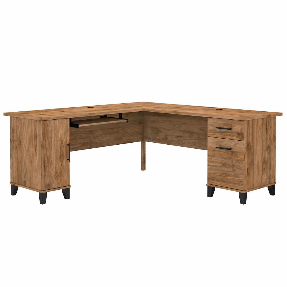 Bush Furniture Somerset 72W L Shaped Desk with Storage Fresh Walnut. Picture 1