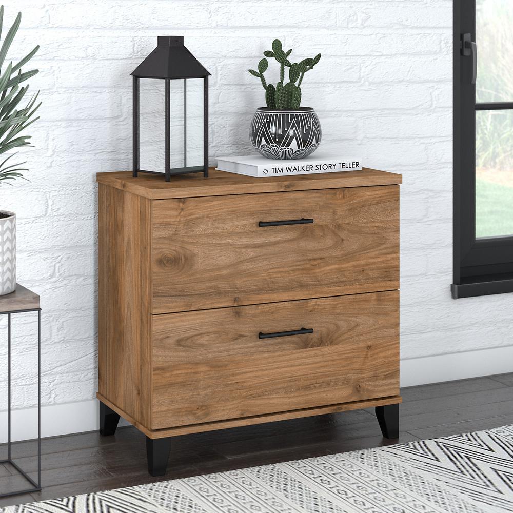 Bush Furniture Somerset 2 Drawer Lateral File Cabinet in Fresh Walnut. Picture 2