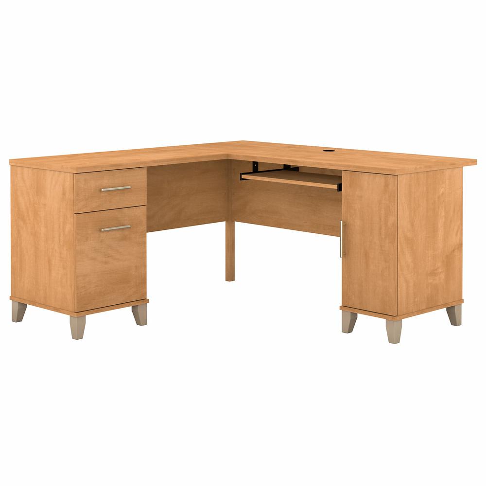 Bush Furniture Somerset 60W L Shaped Desk with Storage Maple Cross. Picture 1