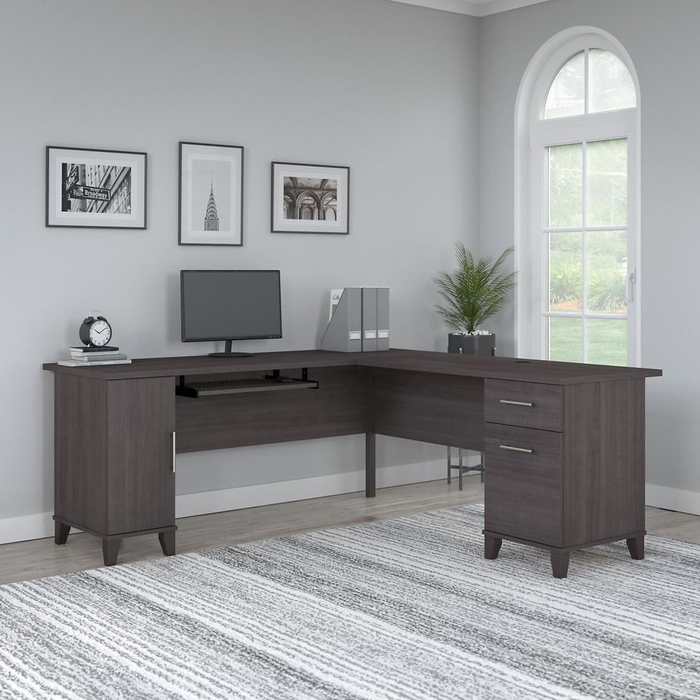 Bush Furniture Somerset 72W L Shaped Desk with Storage Storm Gray. Picture 2
