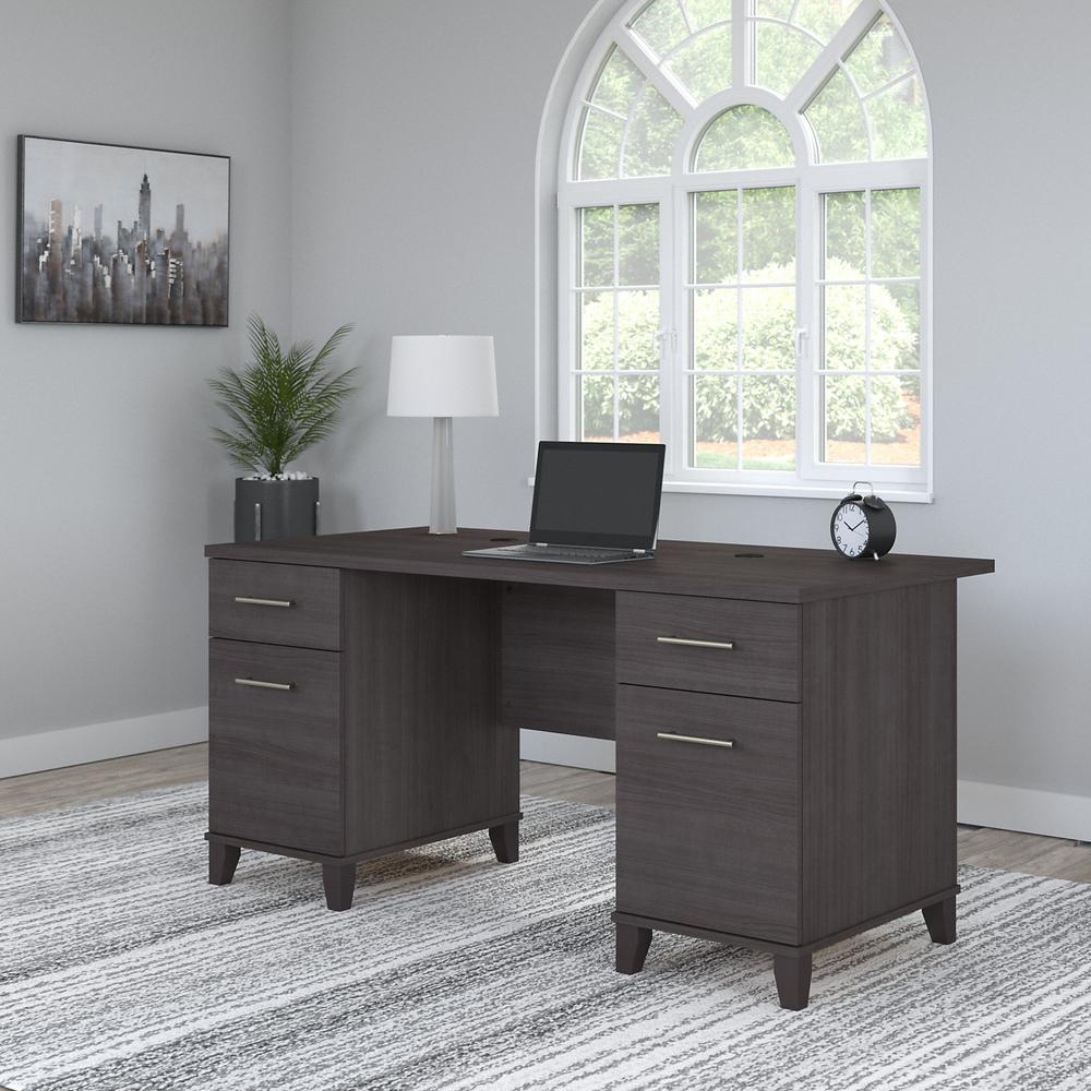 Bush Furniture Somerset 60W Office Desk with Drawers Storm Gray. Picture 2