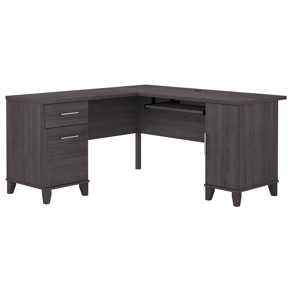 Bush Furniture Somerset 60W L Shaped Desk with Storage Storm Gray. Picture 1