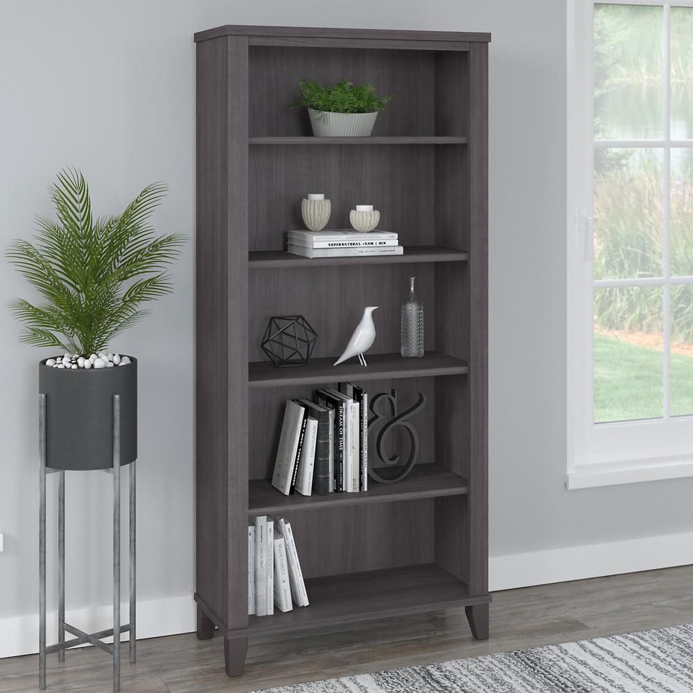 Bush Furniture Somerset Tall 5 Shelf Bookcase in Storm Gray. Picture 2