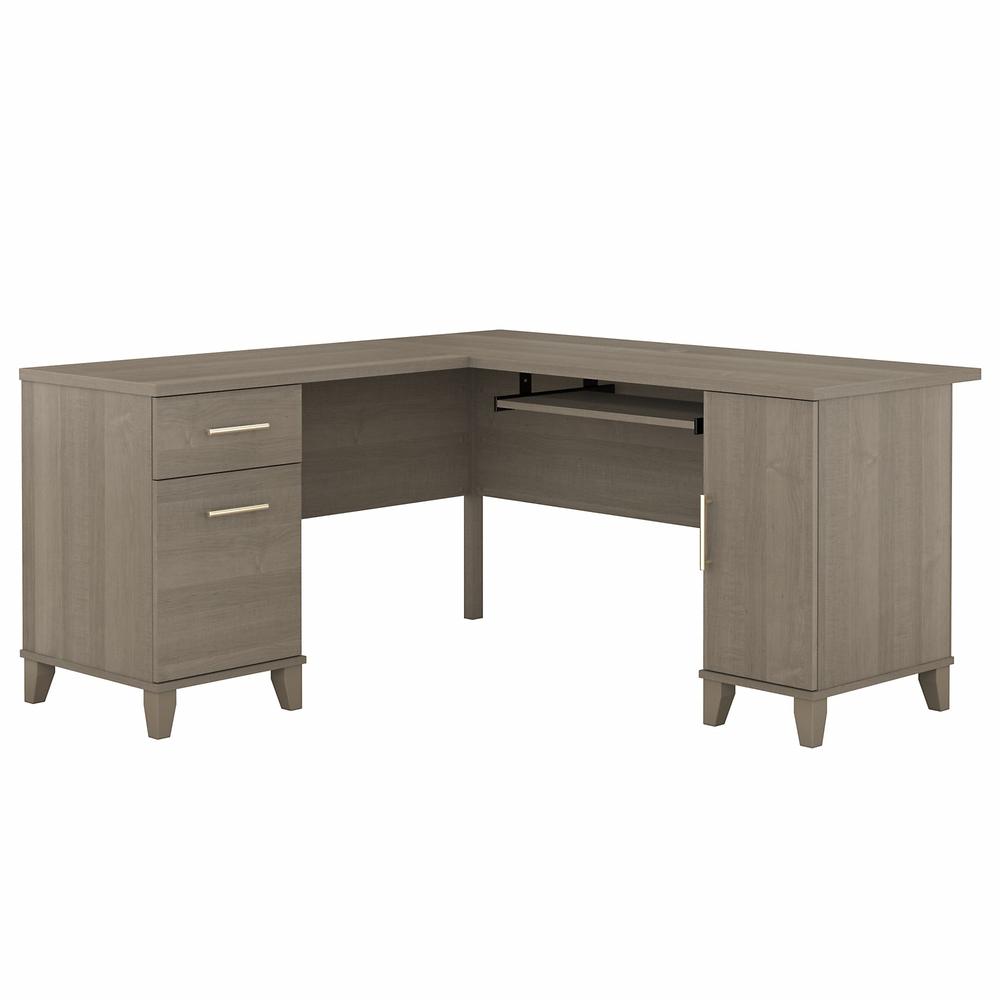 Bush Furniture Somerset 60W L Shaped Desk with Storage Ash Gray. Picture 1