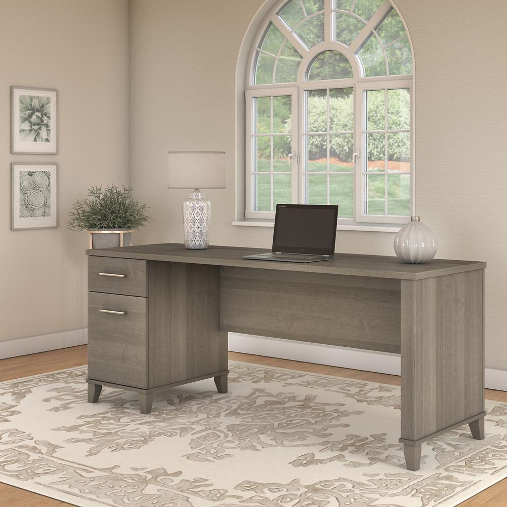Bush Furniture Somerset 72W Office Desk with Drawers in Ash Gray. Picture 2
