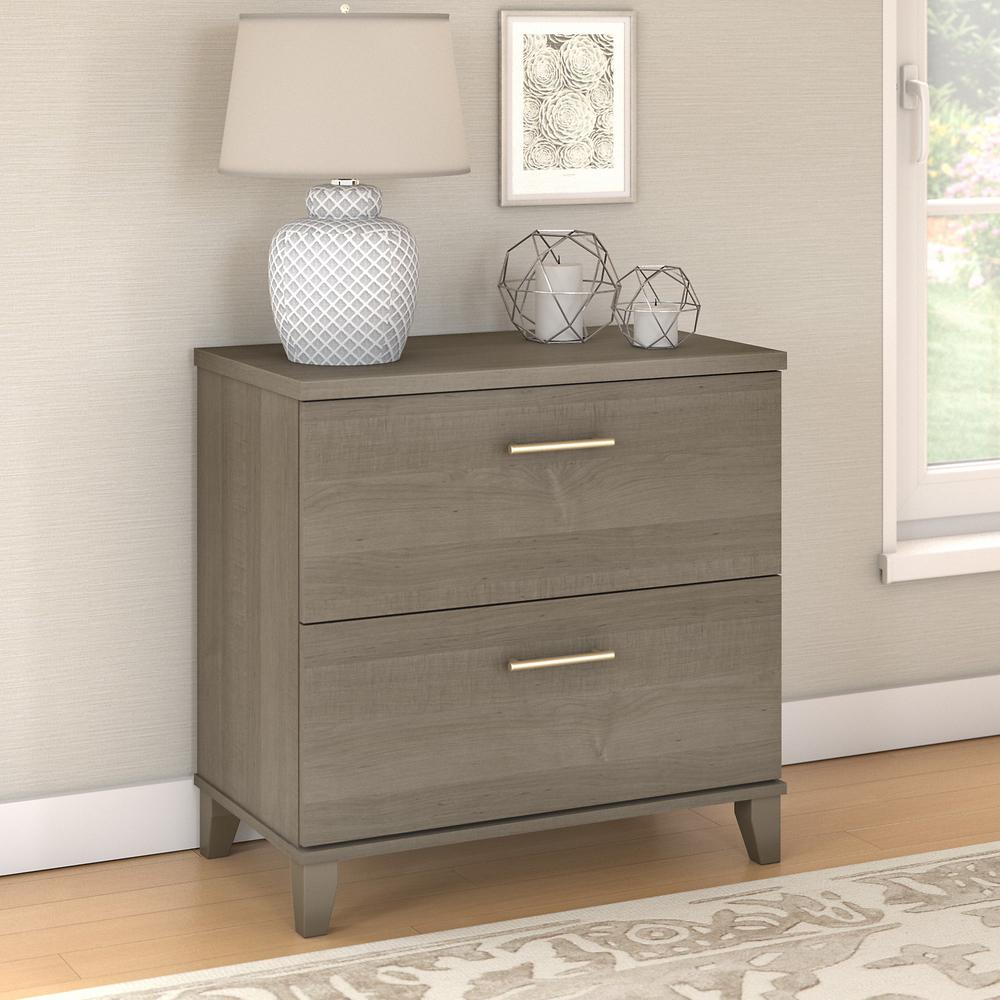 Bush Furniture Somerset 2 Drawer Lateral File Cabinet in Ash Gray. Picture 2