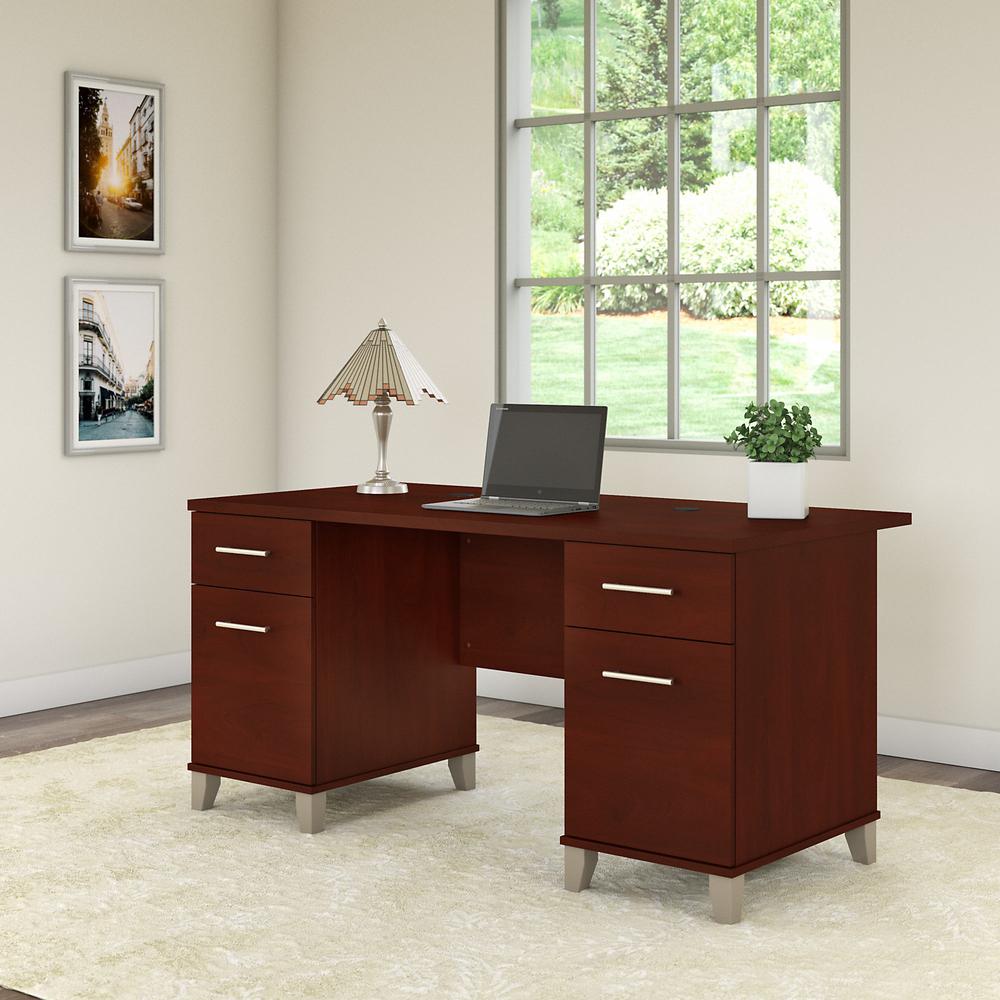 Bush Furniture Somerset 60W Office Desk with Drawers Hansen Cherry. Picture 2