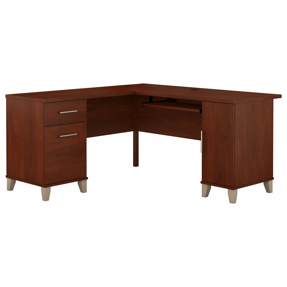 Bush Furniture Somerset 60W L Shaped Desk with Storage Hansen Cherry. Picture 1