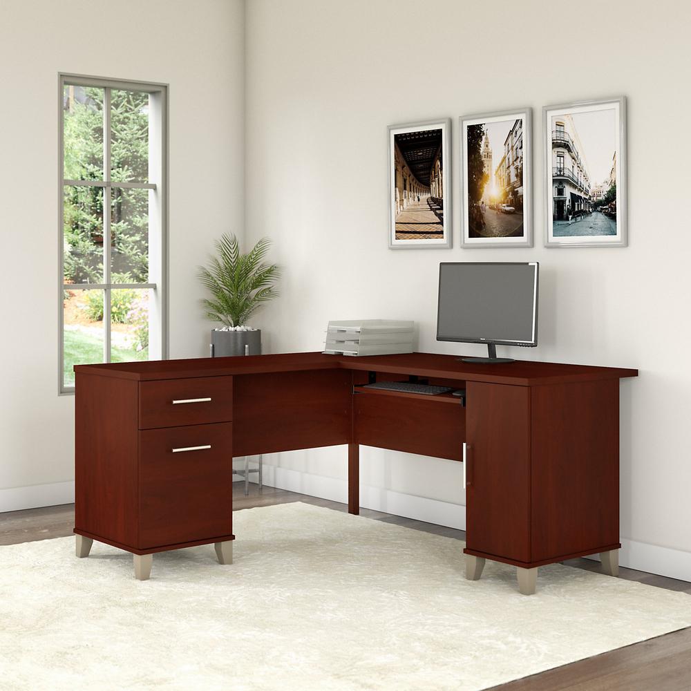 Bush Furniture Somerset 60W L Shaped Desk with Storage Hansen Cherry. Picture 2