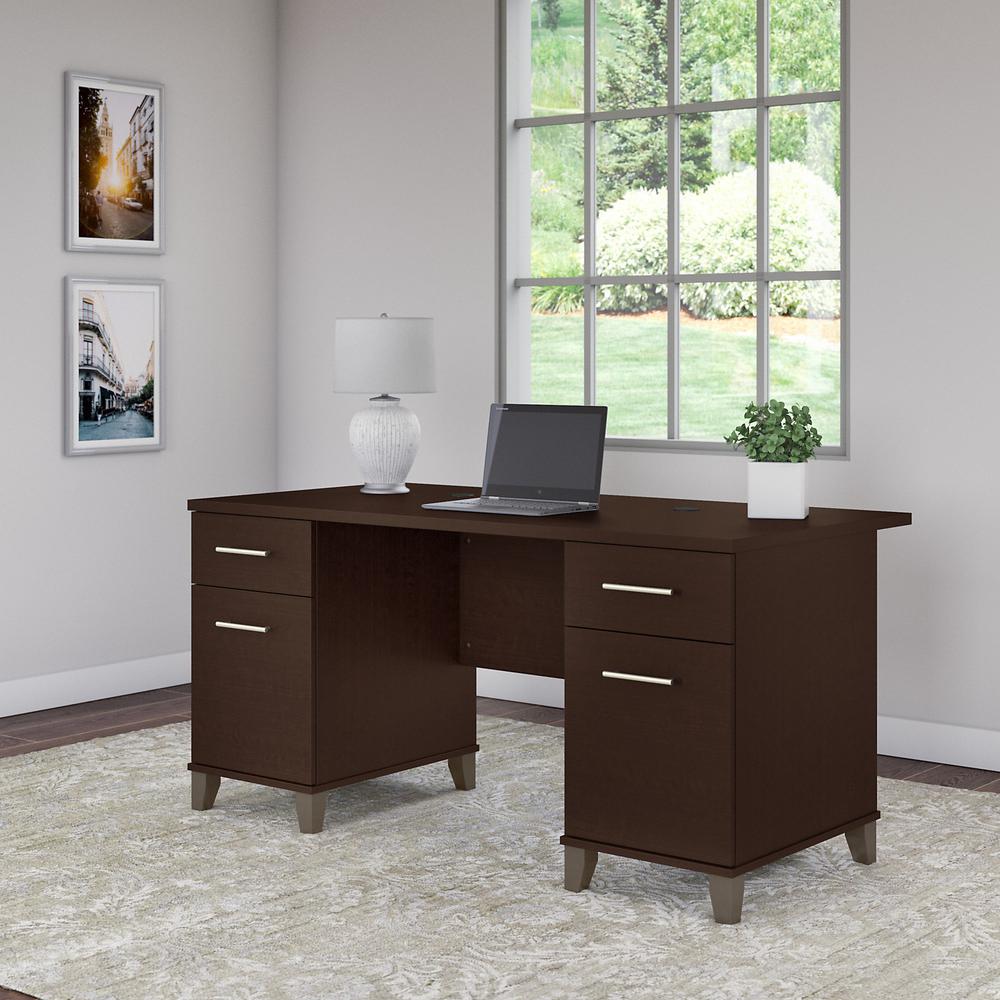 Bush Furniture Somerset 60W Office Desk with Drawers Mocha Cherry. Picture 2