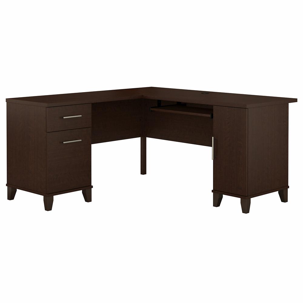 Bush Furniture Somerset 60W L Shaped Desk with Storage Mocha Cherry. Picture 1