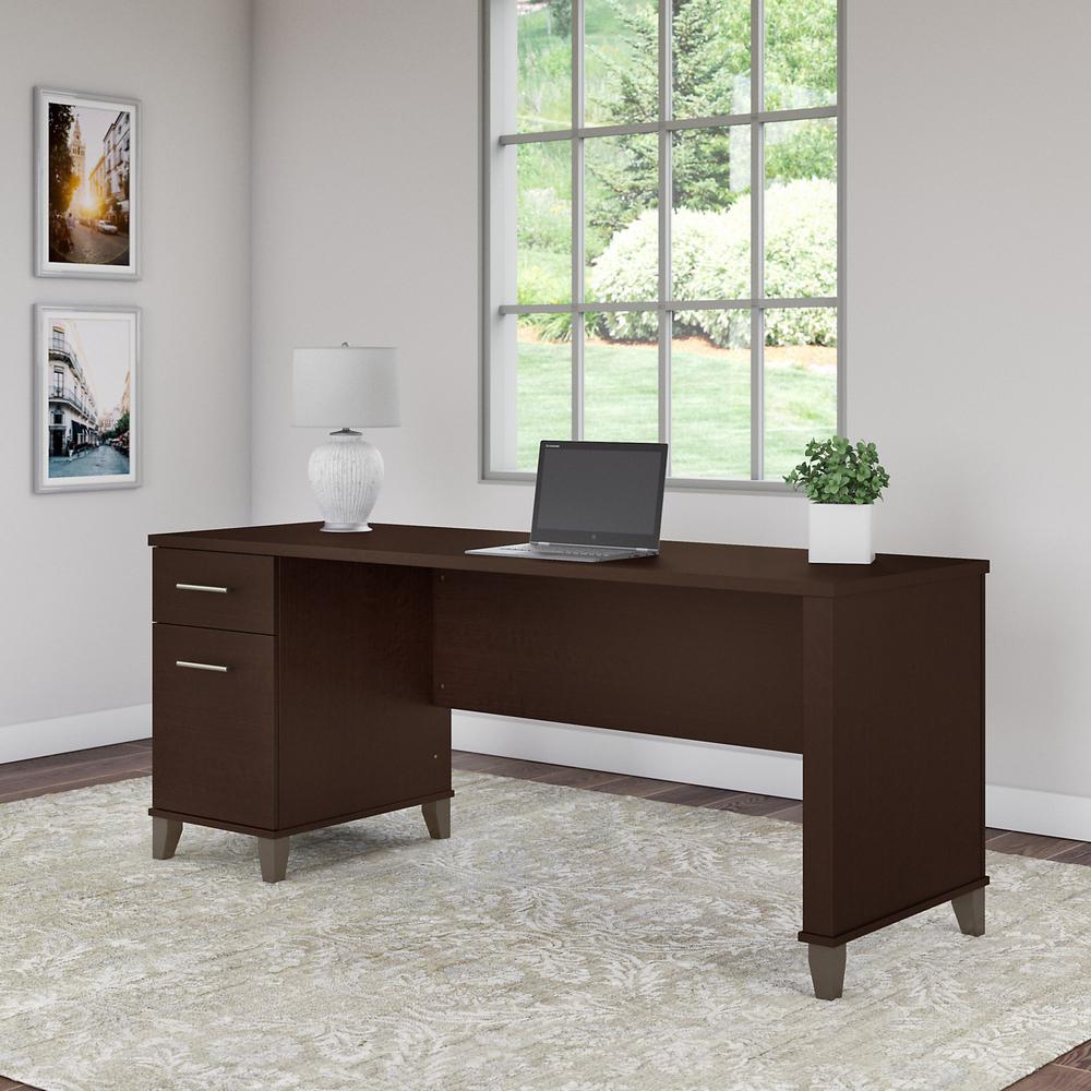 Bush Furniture Somerset 72W Office Desk with Drawers in Mocha Cherry. Picture 2