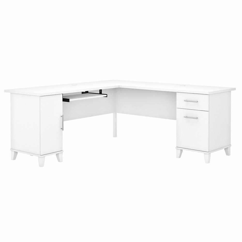 Bush Furniture Somerset 72W L Shaped Desk with Storage White. Picture 1