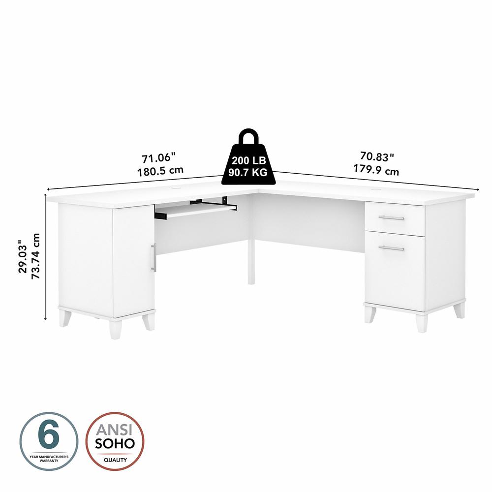 Bush Furniture Somerset 72W L Shaped Desk with Storage White. Picture 5