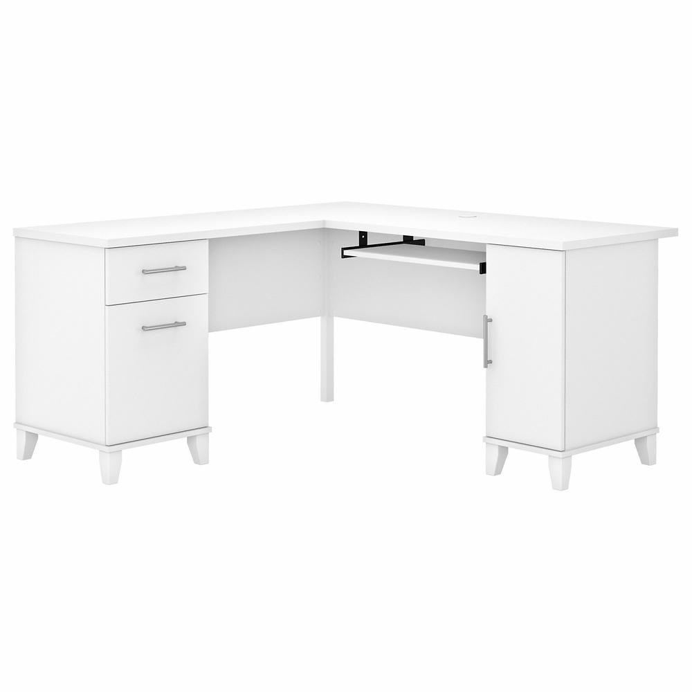 Bush Furniture Somerset 60W L Shaped Desk with Storage White. Picture 1