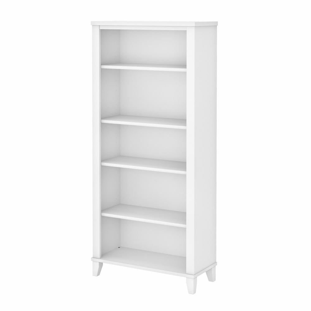Bush Furniture Somerset Tall 5 Shelf Bookcase in White. Picture 1
