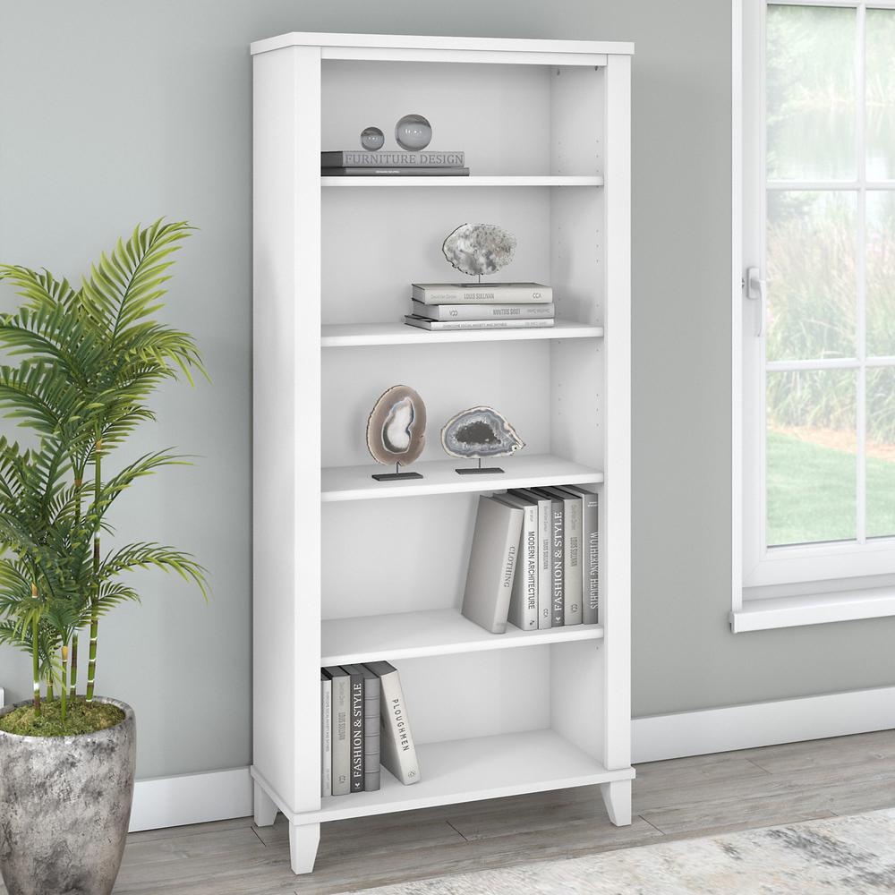 Bush Furniture Somerset Tall 5 Shelf Bookcase in White. Picture 2