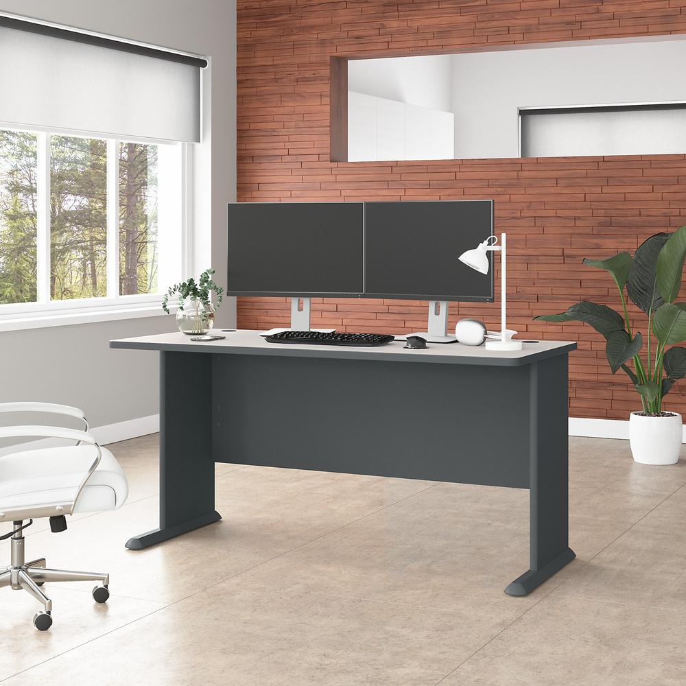 Bush Business Furniture Series A 60W Desk, Slate/White Spectrum. Picture 2