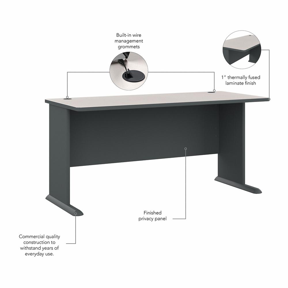Bush Business Furniture Series A 60W Desk, Slate/White Spectrum. Picture 3
