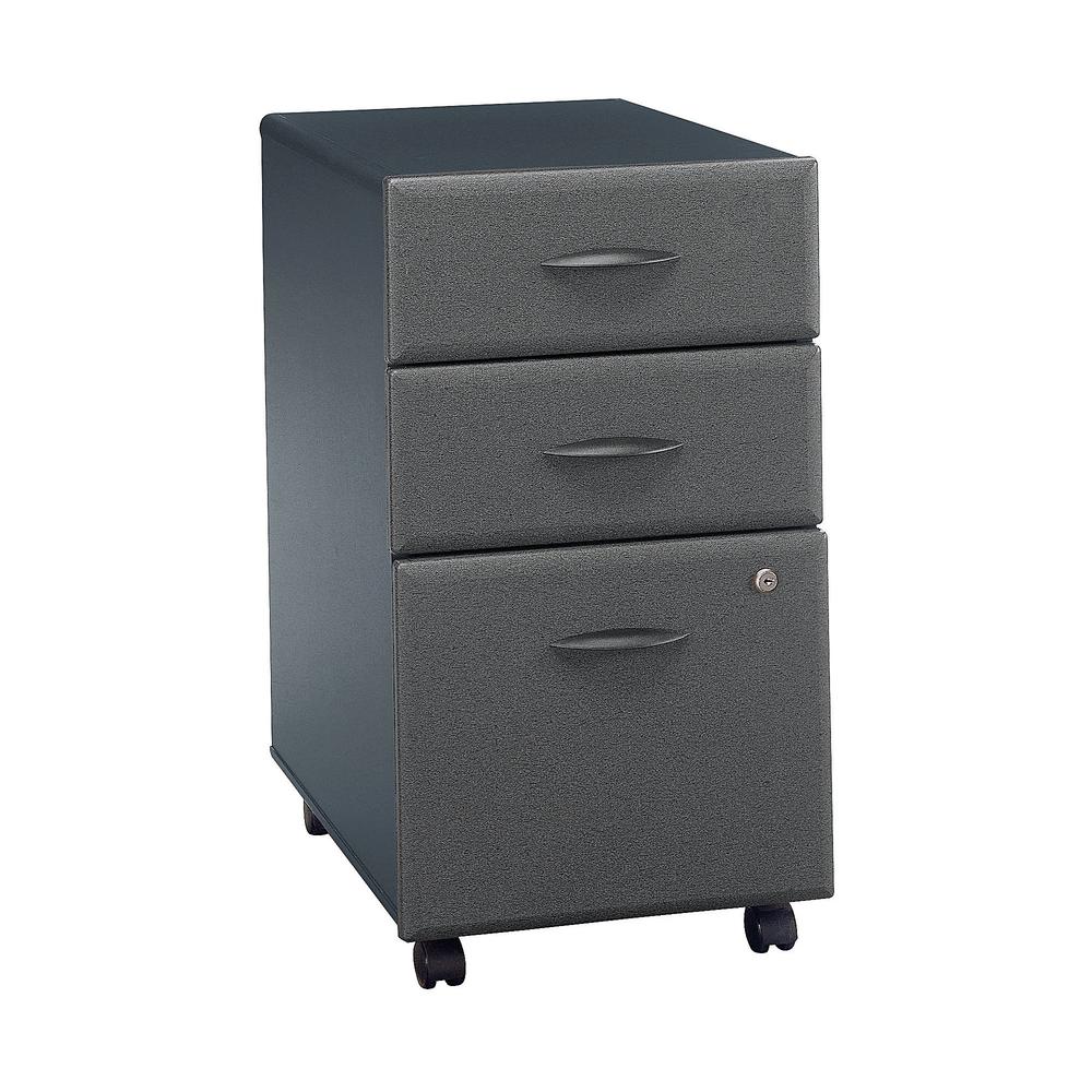 Bush Business Furniture Series A 3 Drawer Mobile File Cabinet in Slate and White Spectrum. Picture 1