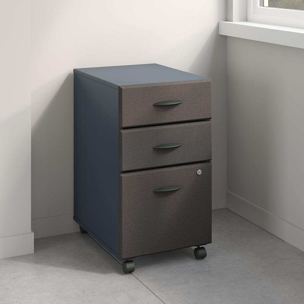 Bush Business Furniture Series A 3 Drawer Mobile File Cabinet in Slate and White Spectrum. Picture 2