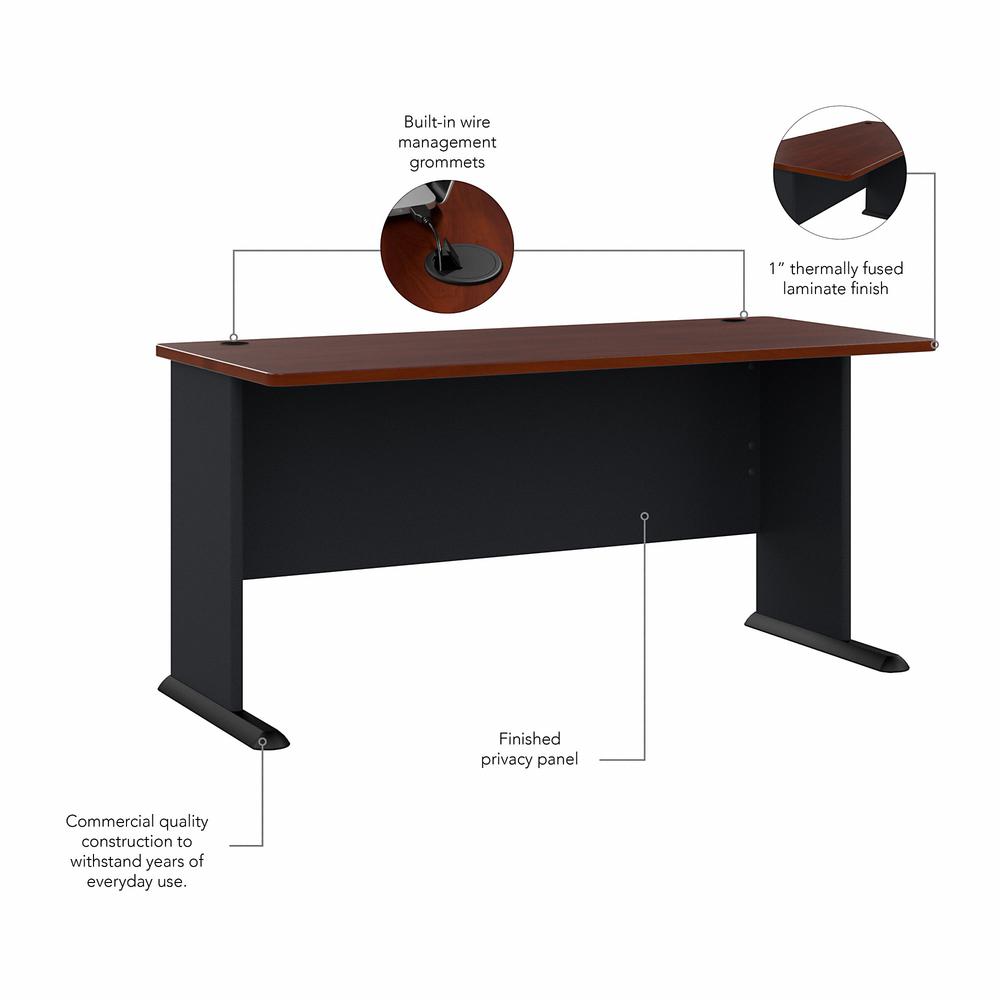 Bush Business Furniture Series A 60W Desk, Hansen Cherry/Galaxy. Picture 3