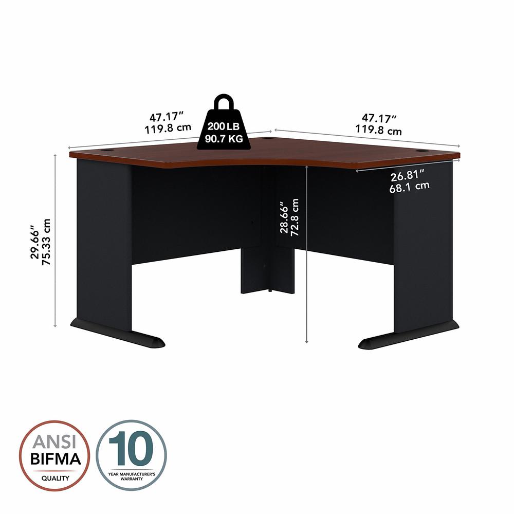 Bush Business Furniture Series A 48W Corner Desk, Hansen Cherry/Galaxy. Picture 5