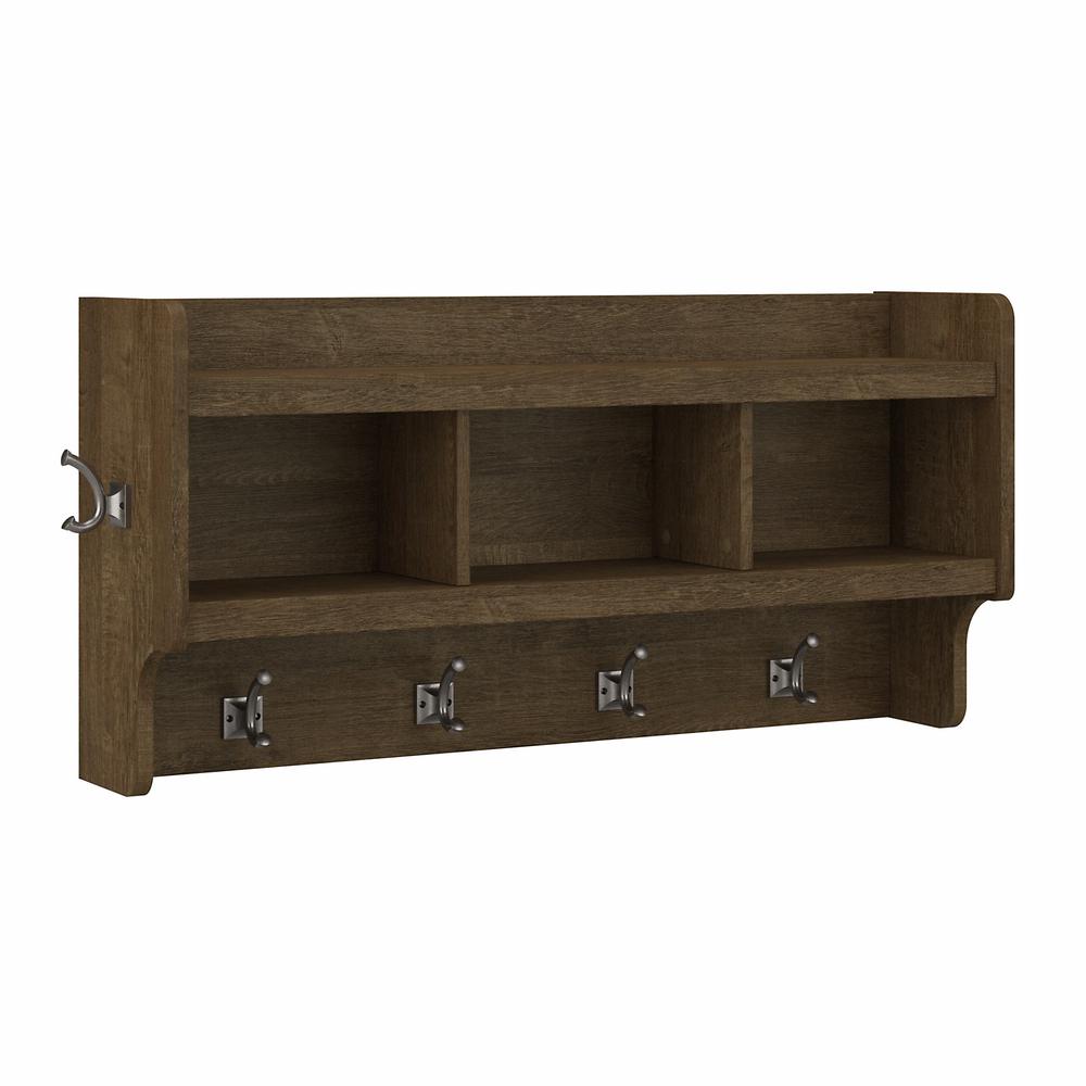 Woodland 40W Wall Mounted Coat Rack with Shelf in Ash Brown. Picture 1