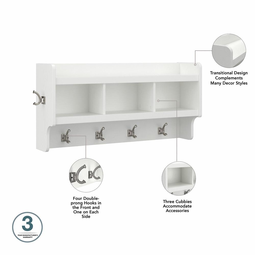 Woodland 40W Wall Mounted Coat Rack with Shelf in White Ash. Picture 3