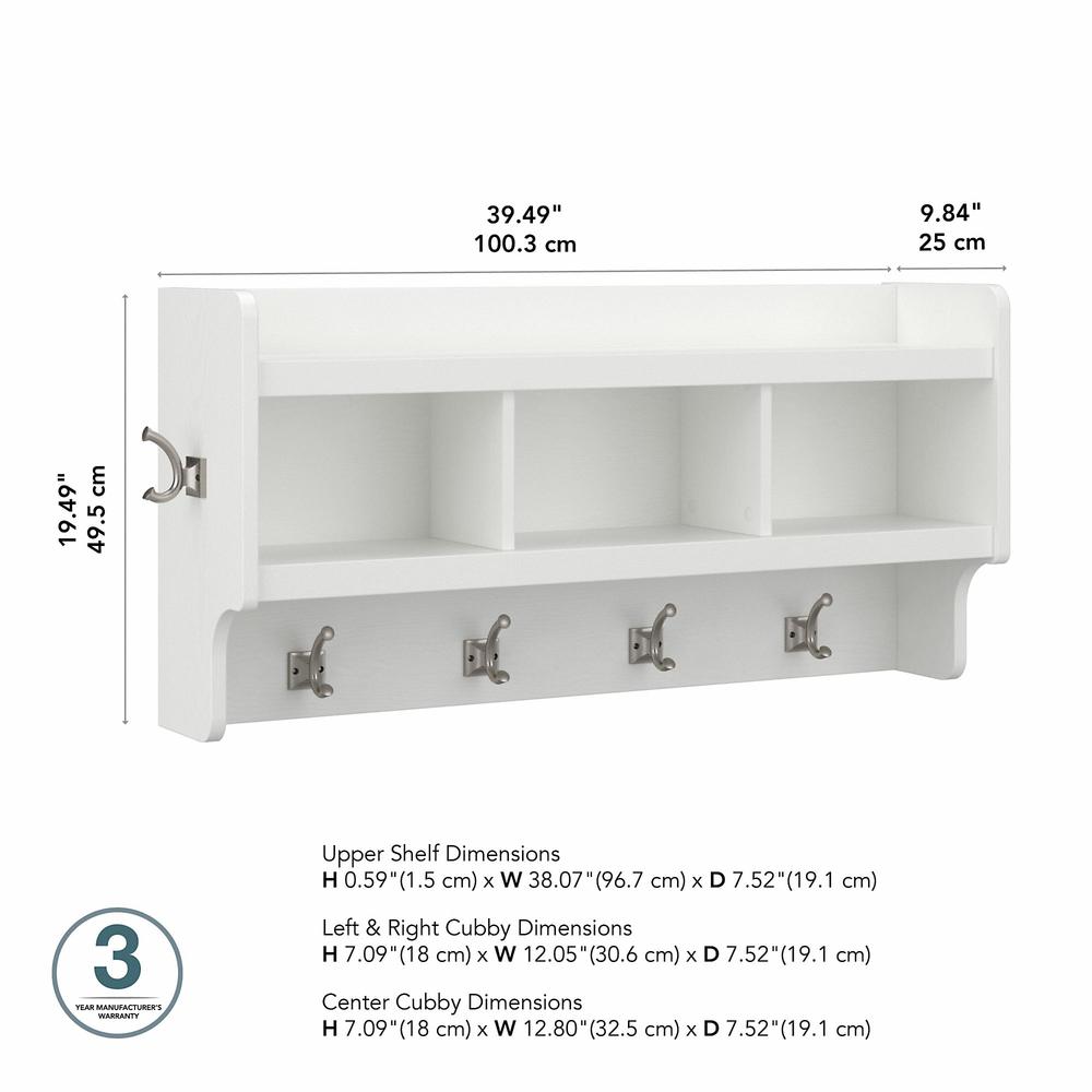 Woodland 40W Wall Mounted Coat Rack with Shelf in White Ash. Picture 5