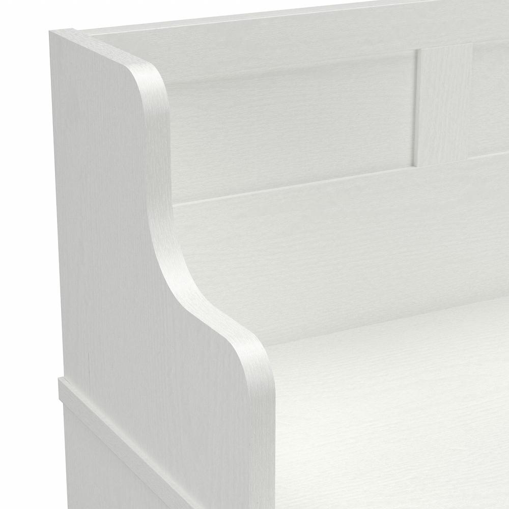 Kathy Ireland Home by Bush Furniture Woodland 40W Entryway Bench with Shelves and Wall Mounted Coat Rack in White Ash