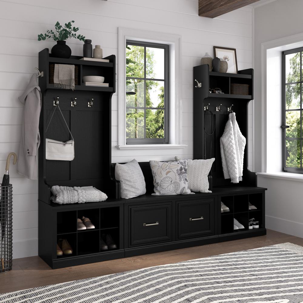 Entryway Storage Set with Hall Trees and Shoe Bench with Doors. Picture 8