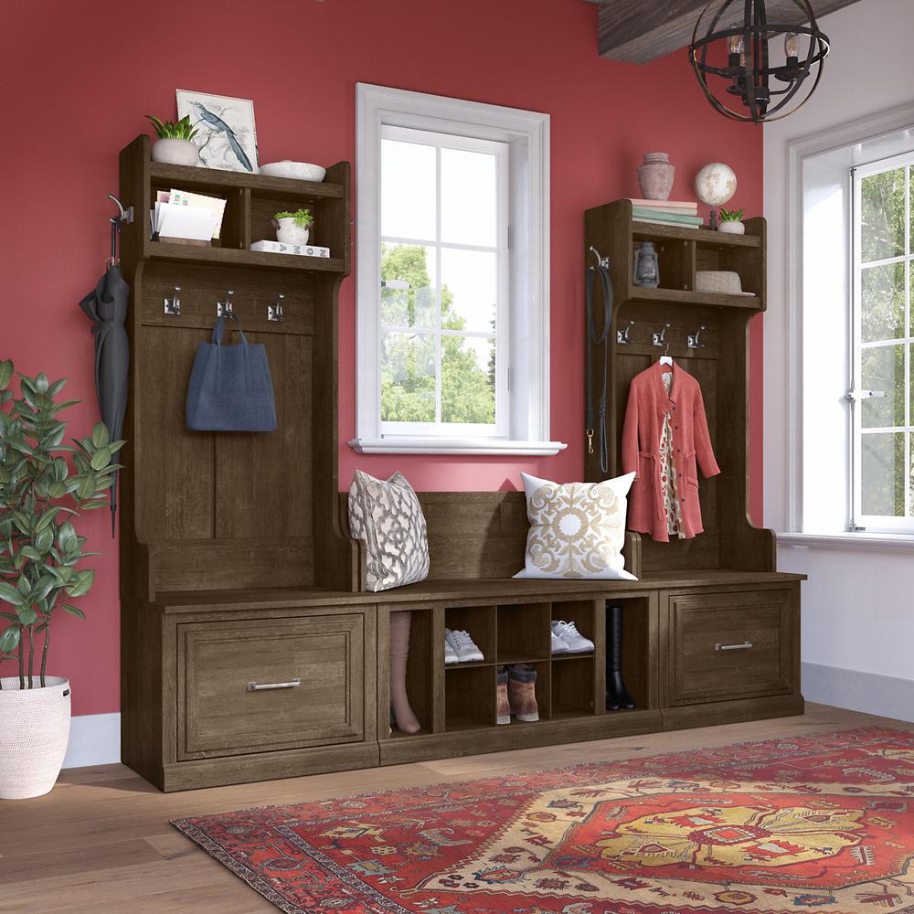 Woodland Entryway Storage Set with Hall Trees and Shoe Bench with Drawers. Picture 2