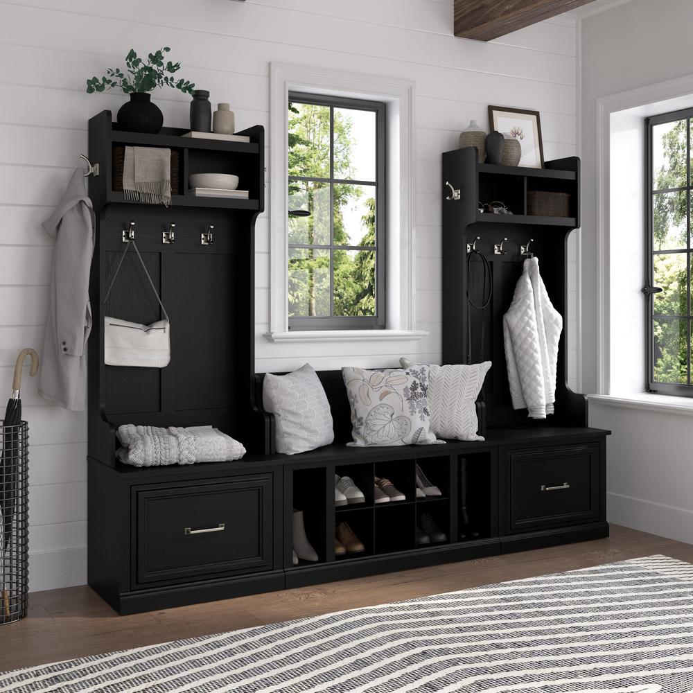 Entryway Storage Set with Hall Trees and Shoe Bench with Drawers. Picture 8