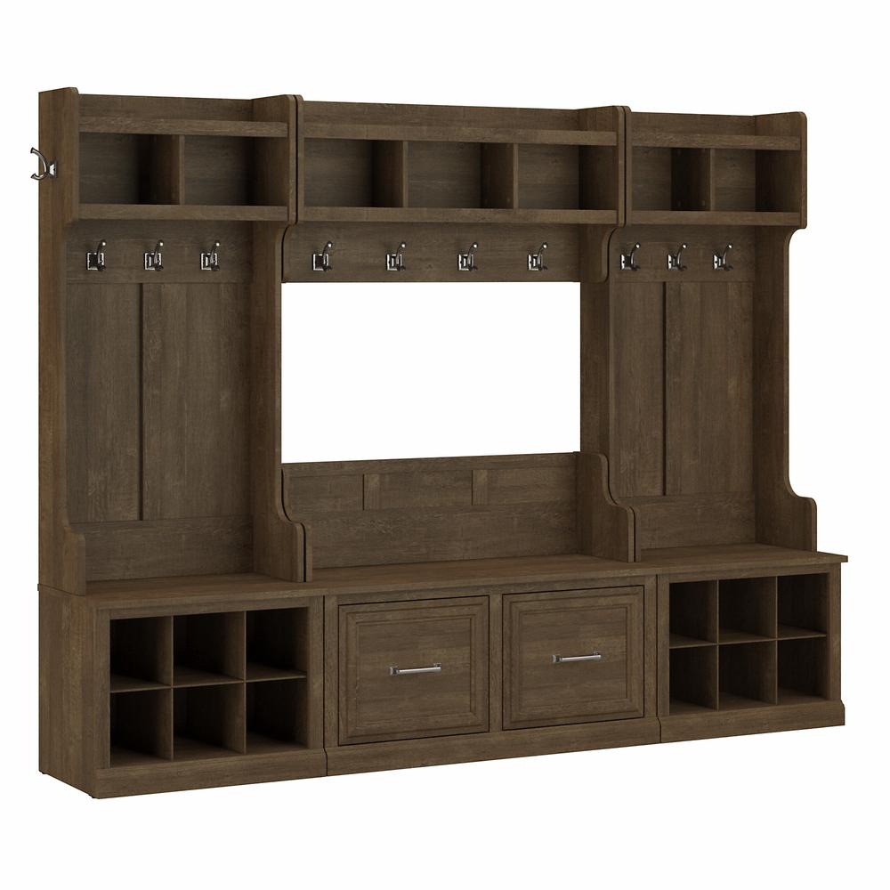 Woodland Full Entryway Storage Set with Coat Rack and Shoe Bench with Doors. Picture 1