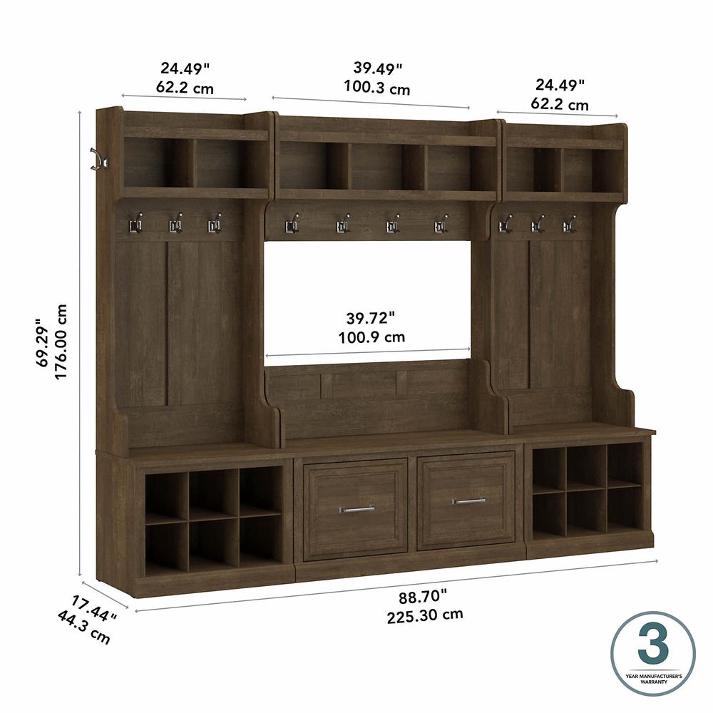 Woodland Full Entryway Storage Set with Coat Rack and Shoe Bench with Doors. Picture 6