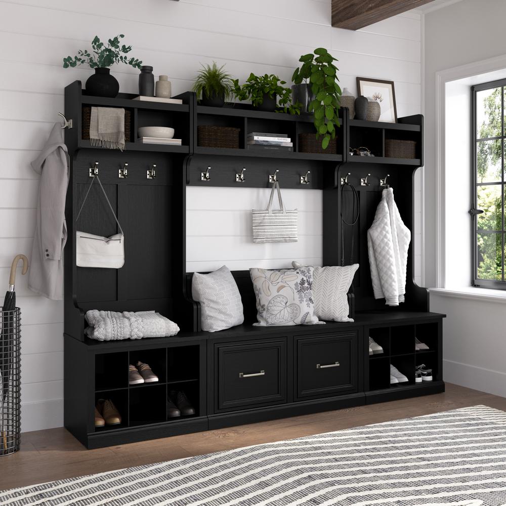 Full Entryway Storage Set with Coat Rack and Shoe Bench with Doors. Picture 8
