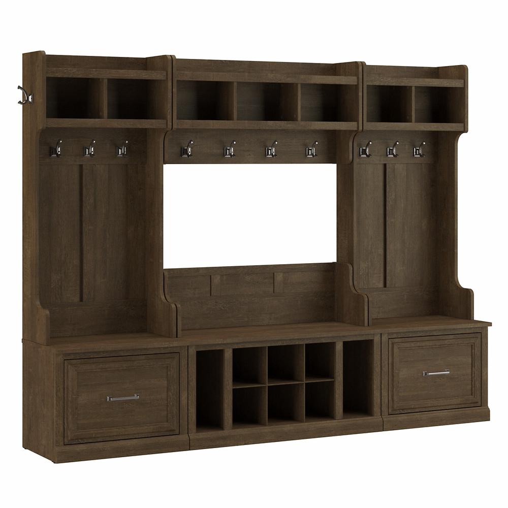 Woodland Full Entryway Storage Set with Coat Rack and Shoe Bench with Drawers. Picture 1